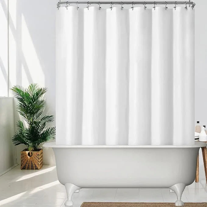 Mrs Awesome White Clawfoot Tub Shower Curtain or Liner with 12 Magnets - Free 36 Hooks Included, Waterproof PEVA, 180" x 70", White - ModernBath