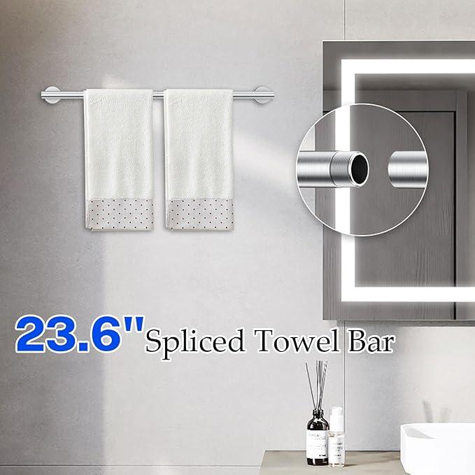 5-Piece Brushed Nickel Towel Bar Set Bathroom Hardware Set Includes Multi-Purpose Toilet Paper Holder 23.6in Towel Bar Towel Ring Towel Hooks Stainless Steel Wall-Mounted Bathroom Accessories - ModernBath