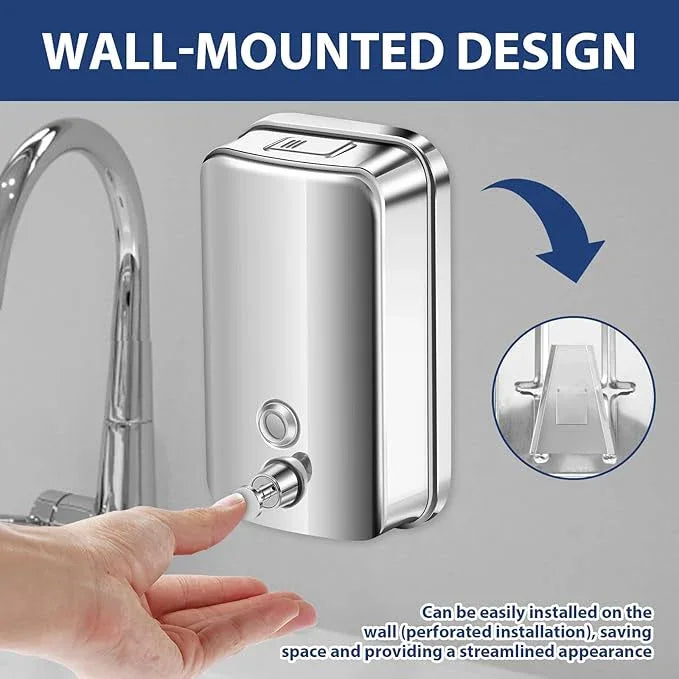 1000ml Commercial Soap Dispenser Wall Mount, Stainless Steel Hand Soap Dispenser for Bathrooms, Refillable Hand Sanitizer Dispenser for Home, Hotels, Restaurants, Hospitals (Silver) - ModernBath