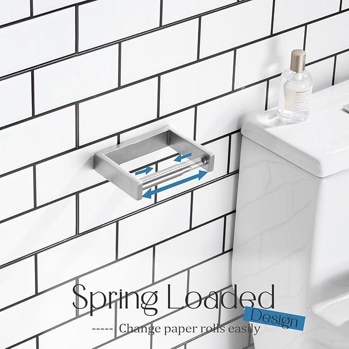 KOKOSIRI Toilet Paper Holder Spring Loaded Bathroom Toilet Roll Holder Wall Mount Stainless Steel Brushed Nickel B2011BR - ModernBath