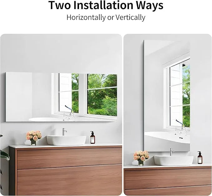 KOCUUY Frameless Mirror, 20"x48" Bathroom Mirror for Over Sink, Upgraded Shatterproof, Large Rectangle Unframed Mirror for Wall, Bathroom, Bedroom, Living Room, Entryway, Hang Horizontal/Vertical - ModernBath
