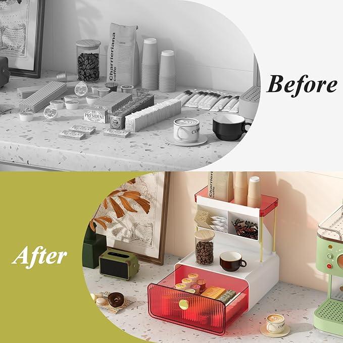 FOLLOWIN Bathroom Organizers and Storage with Drawer,Vanity Storage Organizer with Makeup Brushes Holder, Perfume Lotion Cosmetic Organizer,Blush Pink - ModernBath