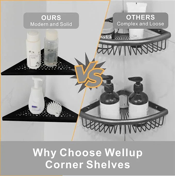 Black 10’’ Corner Shower Shelf 2 Pack, Triangular Shower Corner Shelves 304 Stainless Steel Bathroom Shower Shelf for Tiled Wall, No Drilling Needed Matte Black - ModernBath