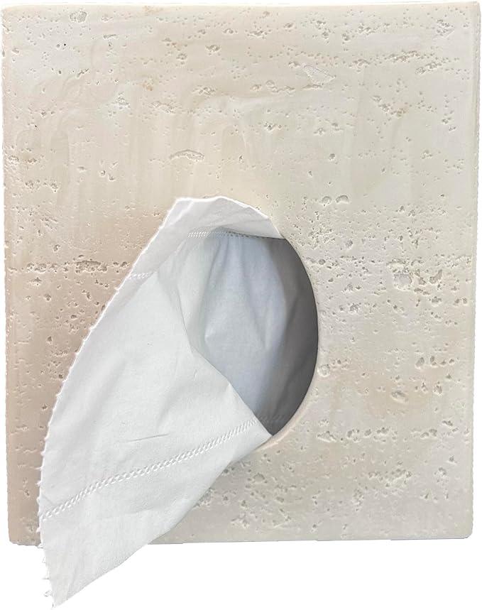 Hymmah Square Tissue Box Cover Holder with Tray,Unique Cube Design Tissue Dispenser Cover Decor for Vanity Counter Tops Also Great for Bedroom and Living Room - ModernBath