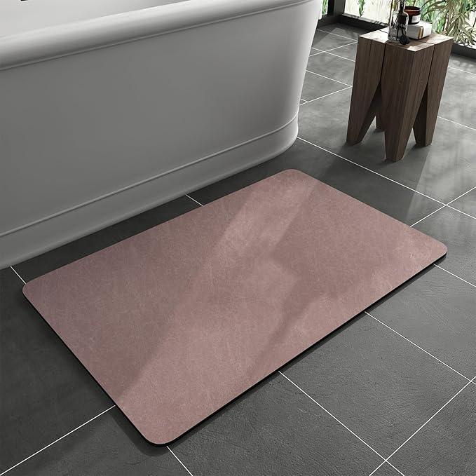 MontVoo -Bath Mat Rug-Rubber Backing Non Slip Quick Dry Absorbent Thin Bathroom Rugs Fit Under Door-Faux Suede Surface Bathroom Floor Mats-Shower Rug for in Front of Bathtub Shower Dusty Rose 17x27.5 - ModernBath