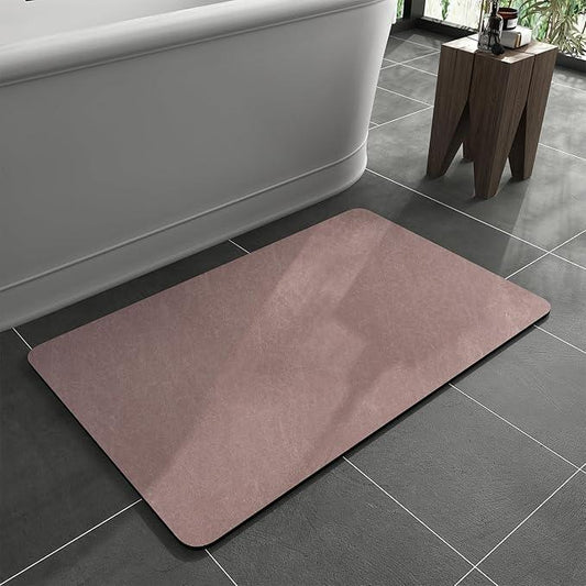 MontVoo -Bath Mat Rug-Rubber Backing Non Slip Quick Dry Absorbent Thin Bathroom Rugs Fit Under Door-Faux Suede Surface Bathroom Floor Mats-Shower Rug for in Front of Bathtub Shower Dusty Rose 17x27.5 - ModernBath