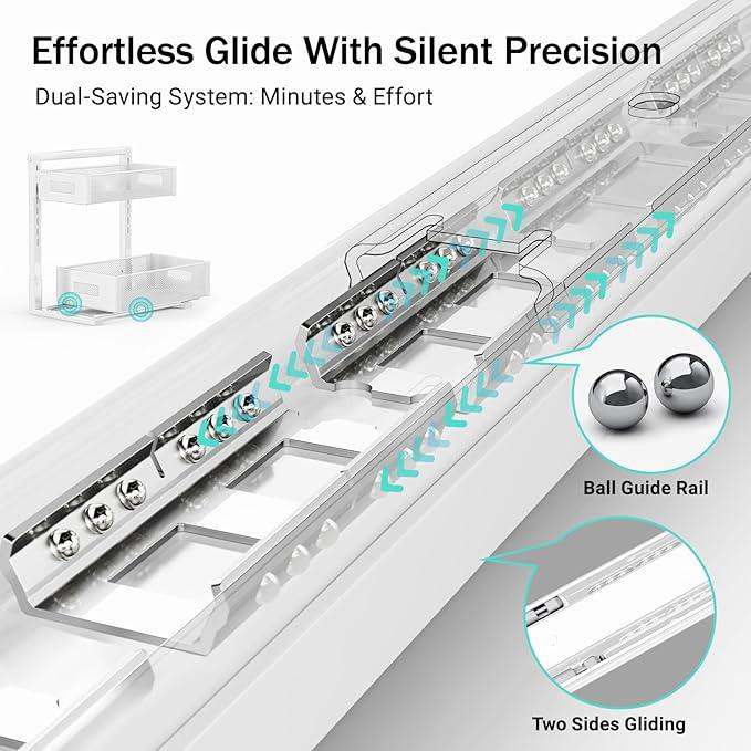Under Sink Organizer Adjustable Height 2 Tier Bathroom Organizer Pull Out Cabinet Organer kitchen organizers and storage fridge organizers and storage,White,XL-1 Pack - ModernBath
