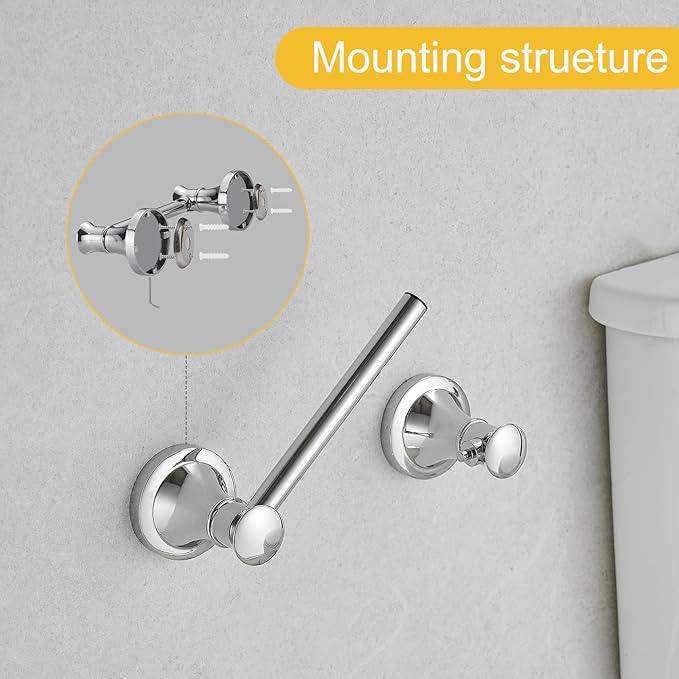BESy Wall Mounted Toilet Paper Roll Holder Rustproof Tissue Paper Holder Bathroom Flexible Pivoting Tissue Handle Toilet Holder, Polished Chrome, Stainless Steel - ModernBath