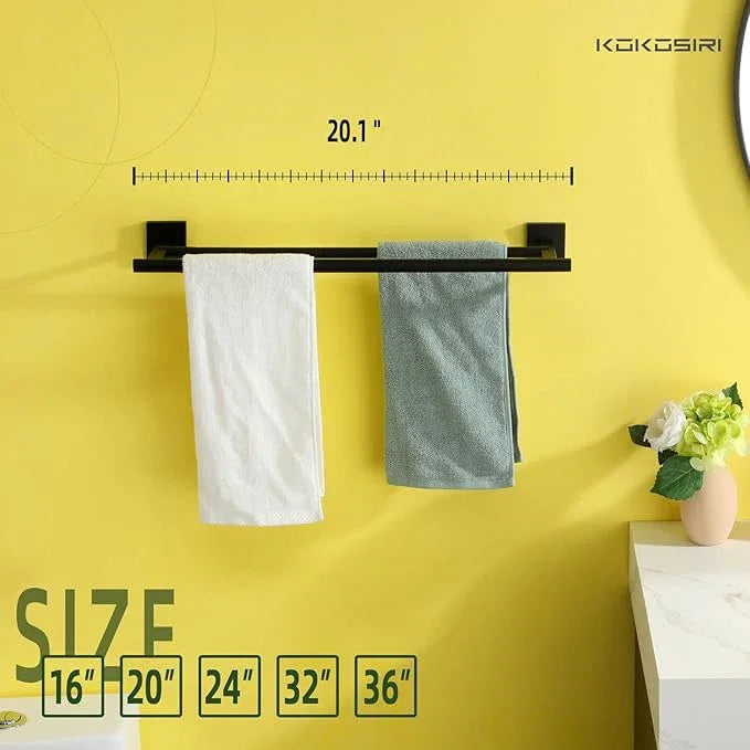 KOKOSIRI Towel Rails Bathroom Double Towel Bars Matte Black 20 Inch Towel Holder for Bath Cabinet Kitchen Wall Mount Stainless Steel B5005BK-L20 - ModernBath