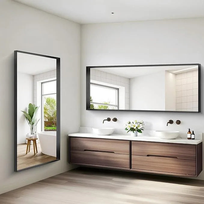 NIMURY Black Bathroom Mirror, 72x30 Inch Rectangular Deep Frame Mirror, Large Wall Mounted Bathroom Vanity Mirror Over Sink for Bedroom,Restroom, Living Room, Hangs Vertically or Horizontally - ModernBath