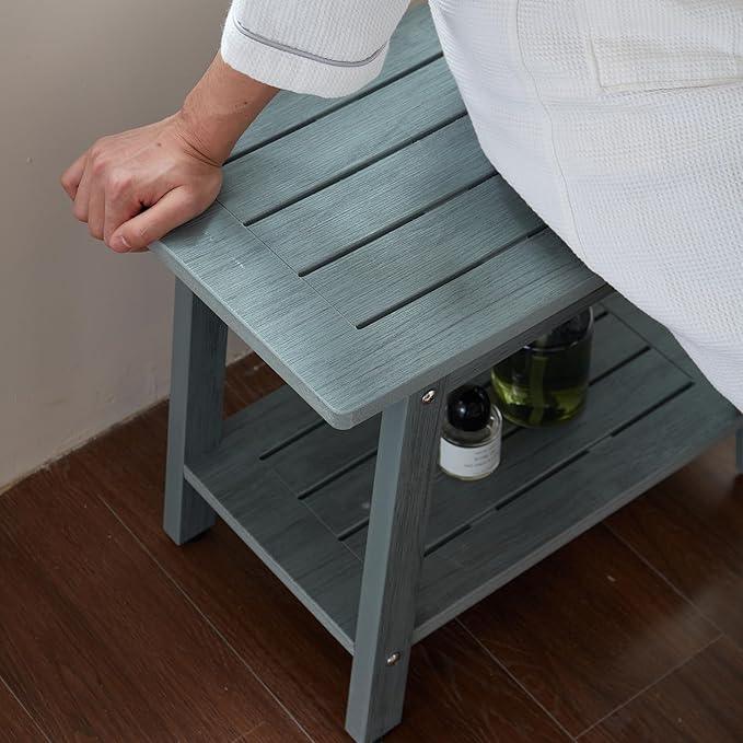 KaimuBench Large Shower Bench Seat, HDPS Shower Stool for Inside, Waterproof Spa Bath Chair for Shaving Leg, Weather Resistant/Non-Slip, Indoor/Outdoor Use, No Maintenance, Gray - ModernBath