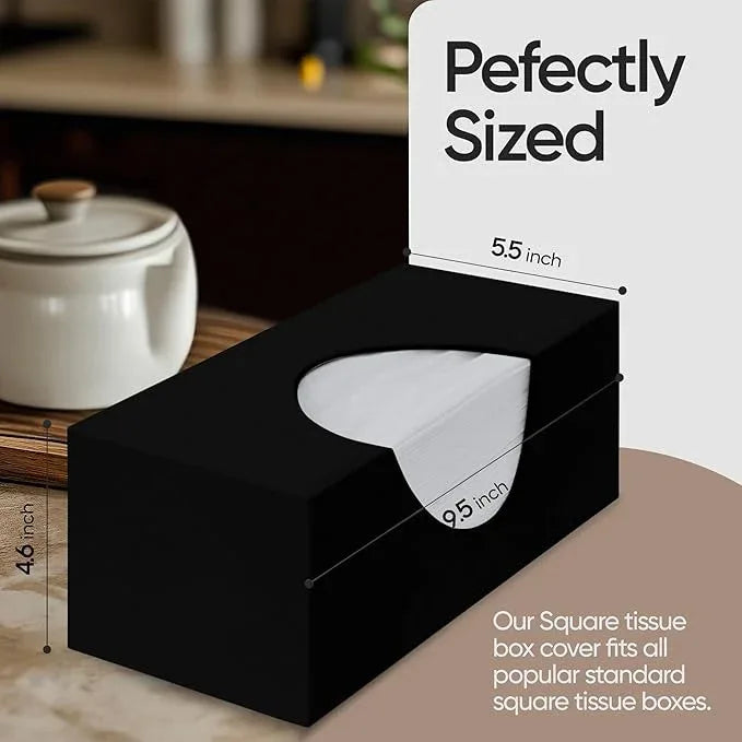 Rectangle Tissue Box Cover | Fits Top Side Opening Tissue Boxes | Black Tissue Box Holder for Bathroom | Premium Acrylic Tissue Cover - ModernBath