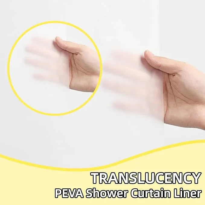 Poposa Waterproof Shower Curtain, Bathroom Shower Curtain Liner PEVA Non-Toxic Odorless Rust-Proof Metal Ring Frosted 5G 72x72 Inches - ModernBath