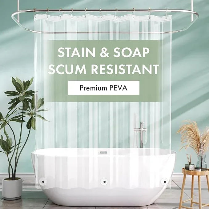 AmazerBath Camper Shower Curtain Liner 60x64, Clear Shower Curtain Liner, Waterproof Plastic Shower Liner, Cute Lightweight PEVA Shower Curtain with 3 Magnets and 10 Rustproof Metal Grommets - ModernBath