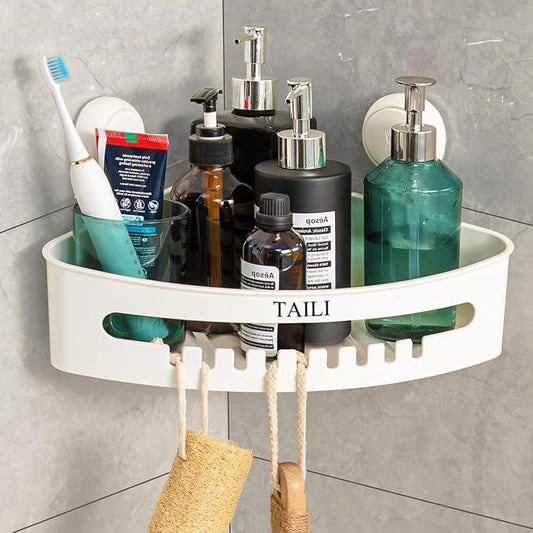 TAILI Shower Caddy Suction Cup Corner, Heavy Duty Bathroom Basket, Bath Shelves for Inside, Shower Holder Organizer for Bathroom Storage & Home Decor, No Drilling,White - ModernBath