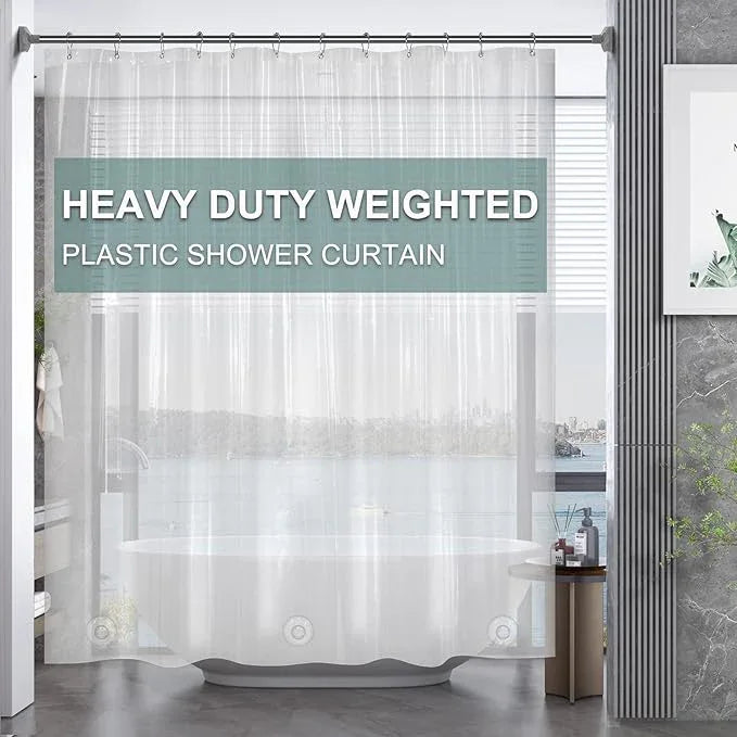 AmazerBath Plastic Shower Curtain Clear Premium PEVA, Clear Shower Curtain Heavy Duty 8G, Weighted Shower Curtains for Bathroom Accessories with 3 Big Stones and 12 Rustproof Grommets, 72x72 Inches - ModernBath