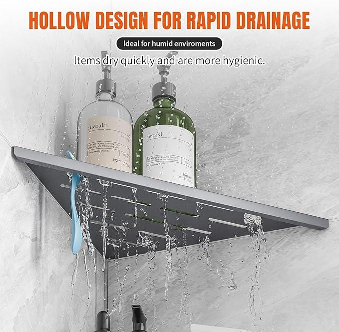 Corner Shower Shelf with Rozar Hole,Rustproof Stainless Steel Corner Shower Caddy Organizer Modern Sturdy Shower Shelf for Inside Shower 10" Large Capacity No-Drill Rack Storage Bathroom Accessories - ModernBath