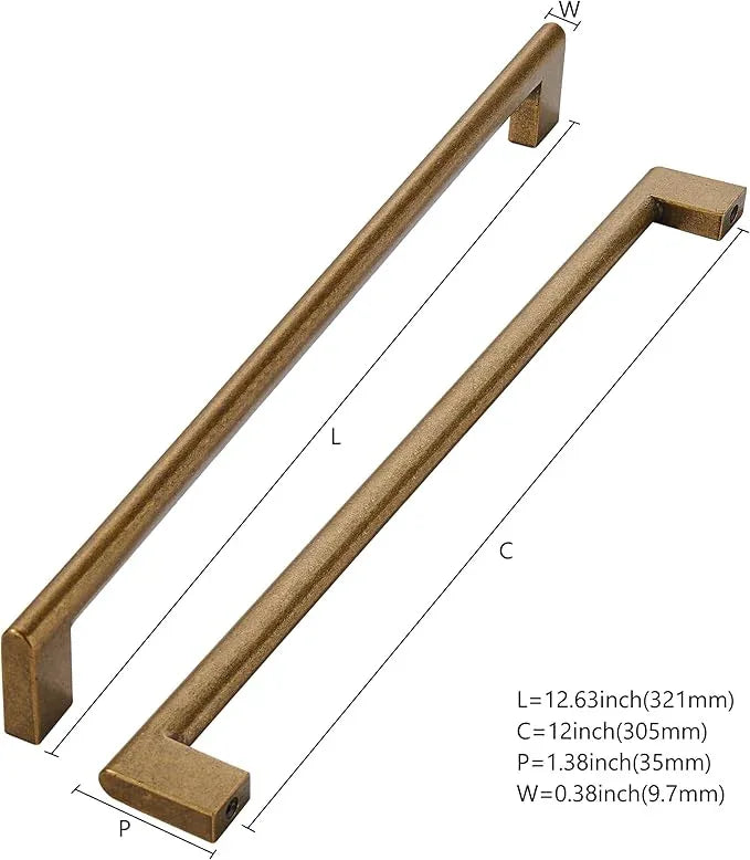 khtumeware 12 Inch Hole Center 6 Pack,Vintage Solid Antique Brass Cabinet Pulls Heavy Duty Kitchen Drawer Handle Antique Cabinet Hardware for Bathroom, Drawer, Cabinet - ModernBath