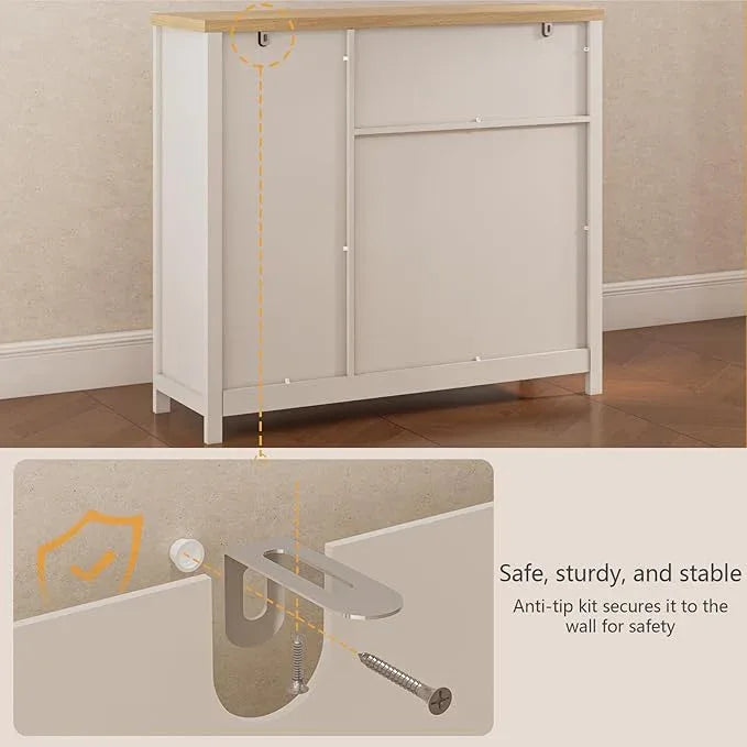 Storage Cabinet with Doors and Drawers,Kitchen Storage Cabinets，with Drawer and Adjustable Shelf（White） - ModernBath