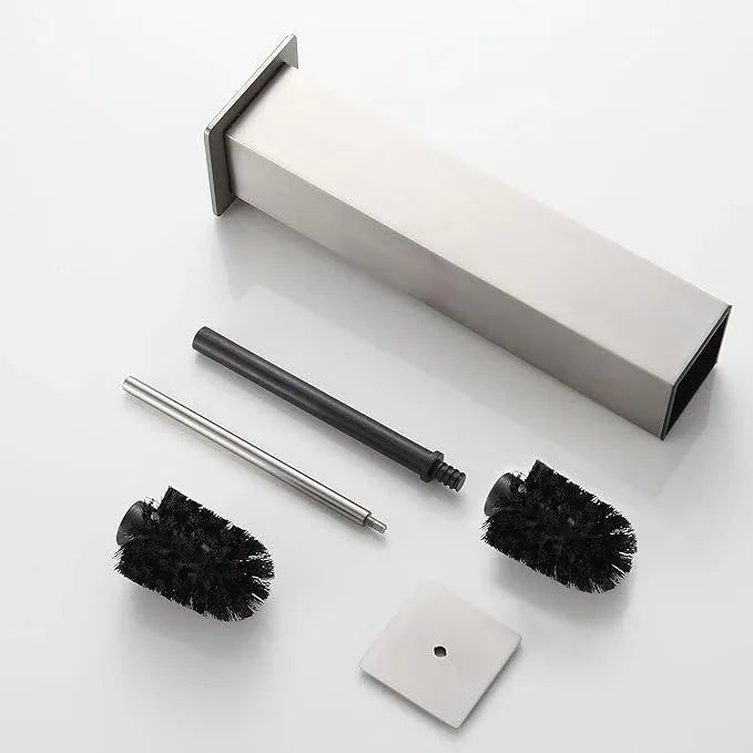 Brushed Nickel Toilet Brush and Holder,Toilet Bowl Brush with Extra Long Handle - ModernBath