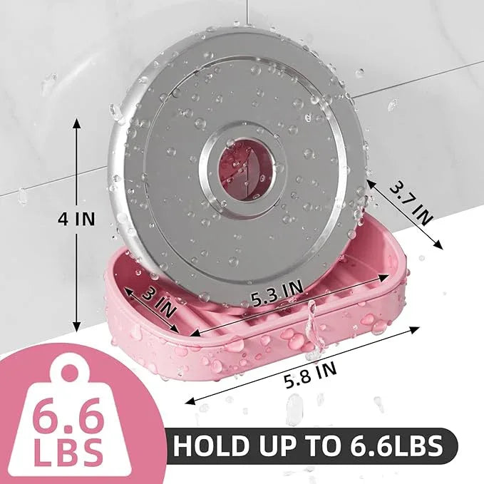 LEVERLOC Soap Dish Holder for Shower Suction Cup Wall Mounted Self Draining NO-Drilling Removable Bar Soap Sponge Holder for Bathroom Bathtub Kitchen Sink Waterproof Strong Vacuum Suction, Pink - ModernBath