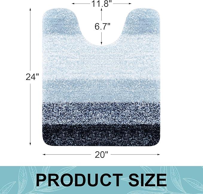 Arotive Microfiber Bathroom Rugs, Shaggy Soft and Absorbent Contour Toilet Rugs, Non-Slip, Thick Plush Machine Washable Dry Bath Mats for Toilet Base, 24x20, Dark Blue, U-Shape - ModernBath