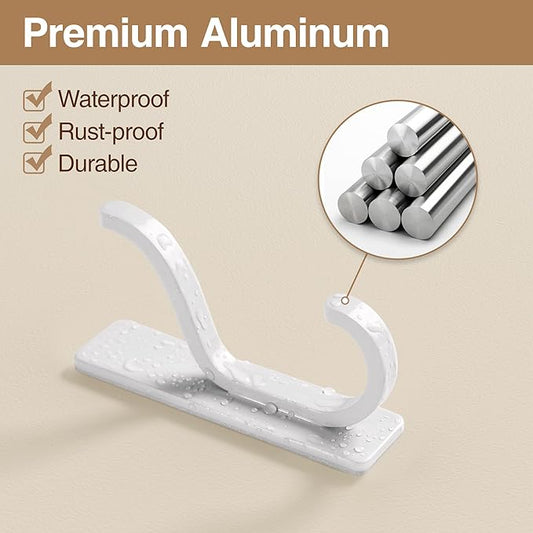 pickpiff Adhesive Wall Coat Hooks - Heavy Duty Stick-On Door Hanger, Metal Hook for Hanging Towel,Purse, Robe, Backpack, Jacket, Clothes - for Bathroom,Dorm, Closet, Kitchen - White, 10 Pack