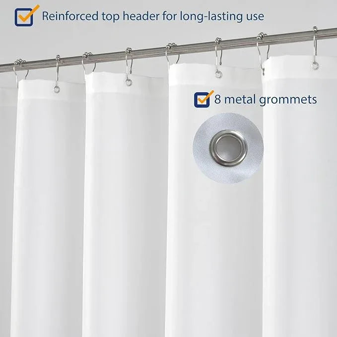 N&Y HOME Fabric Shower Curtain Liner 48 x 72 inches Bath Stall Size, Hotel Quality, Washable, Water Repellent, White Spa Bathroom Curtains with Grommets, 48x72 - ModernBath