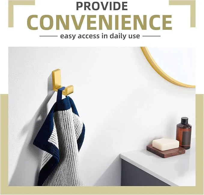 Angle Simple Towel Hook for Bathroom, SUS 304 Stainless Steel Shower Wall Coat Hook, Bath Robe Holder Hanger, Brassy Gold - ModernBath