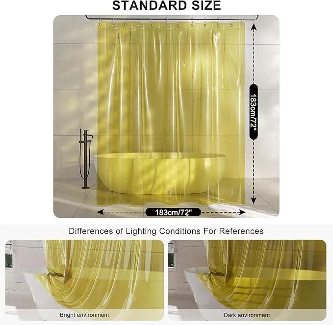 AmazerBath Yellow Shower Curtain Liner Heavy Duty, 100% EVA Clear Shower Curtain and Liner 2-in-1, 72x72 Luxury Plastic Weighted Bathroom Shower Liner, 12 Rustproof Grommets & 3 Heavyweight Stones - ModernBath