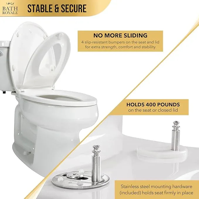 BATH ROYALE Potty Training Seat - Soft Close, Adult/Child, Kingsport BR721-01, Elongated Biscuit/Linen - ModernBath