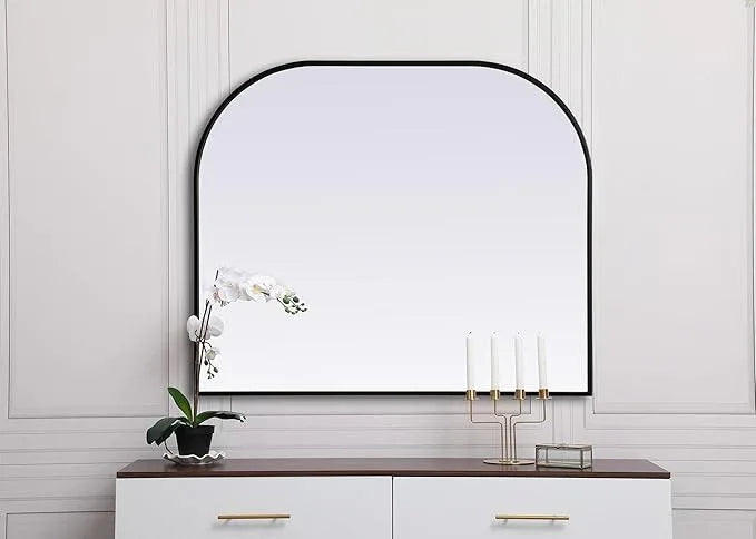Illuminate, Metal Frame Arch Mirror 40X34 Inch in, Modern, Black - ModernBath