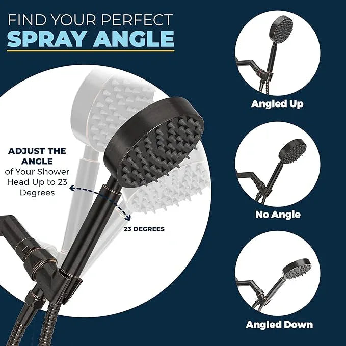 HammerHead Showers Solid Metal Handheld Showerhead Holder, Adjustable Wand Holder with Universal Wall Hook Bracket and Brass Pivot Ball, Oil Rubbed Bronze - ModernBath