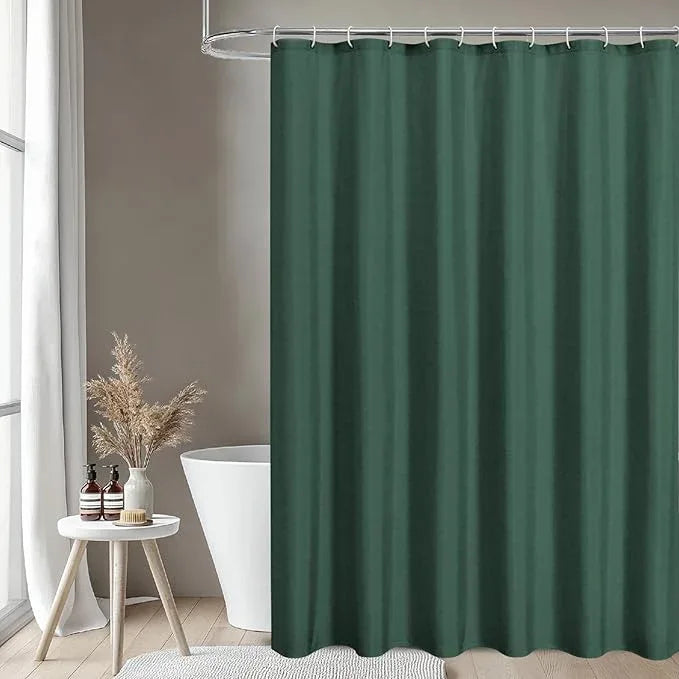 THAIGEE 2-in-1 Waterproof Fabric Shower Curtain or Liner,Linen Textured,Breathable TPU & Washable Bathroom Shower Curtain Set with 12 Plastic Hooks,Modern,72"x72" Emeraldgreen - ModernBath