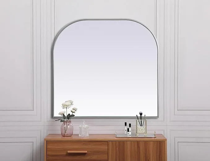 Illuminate, Metal Frame Arch Mirror 36X34 Inch in, Modern, Silver - ModernBath