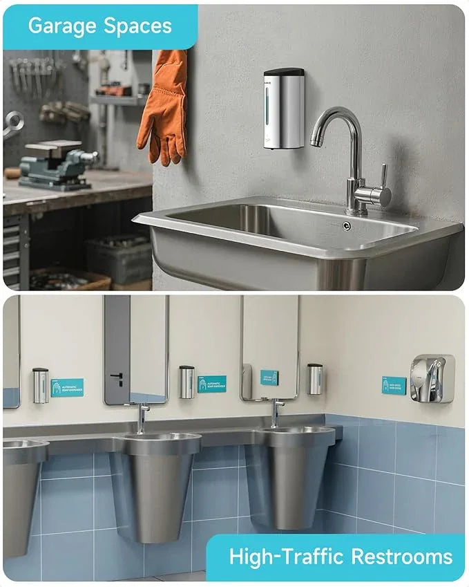 AIKE Automatic Wall Mount Liquid Soap Dispenser, Commercial Stainless Steel with 25oz Large Capacity Save Time Effort and Cost,Model AK1205 (Polished) - ModernBath