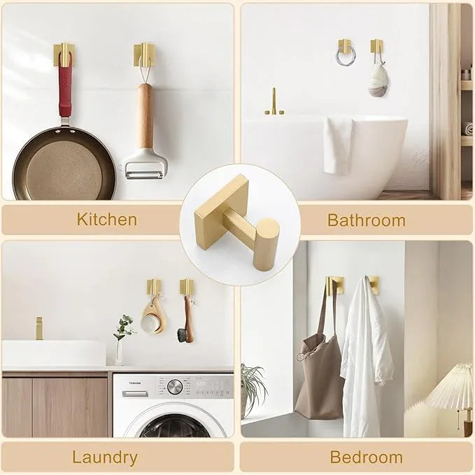 Towel Ring Set 4 Piece Bathroom Hardware Set Includes Towel Ring 2 Towel Hooks and Toilet Paper Holder Stainless Steel Wall Mounted (Brushed Gold) - ModernBath