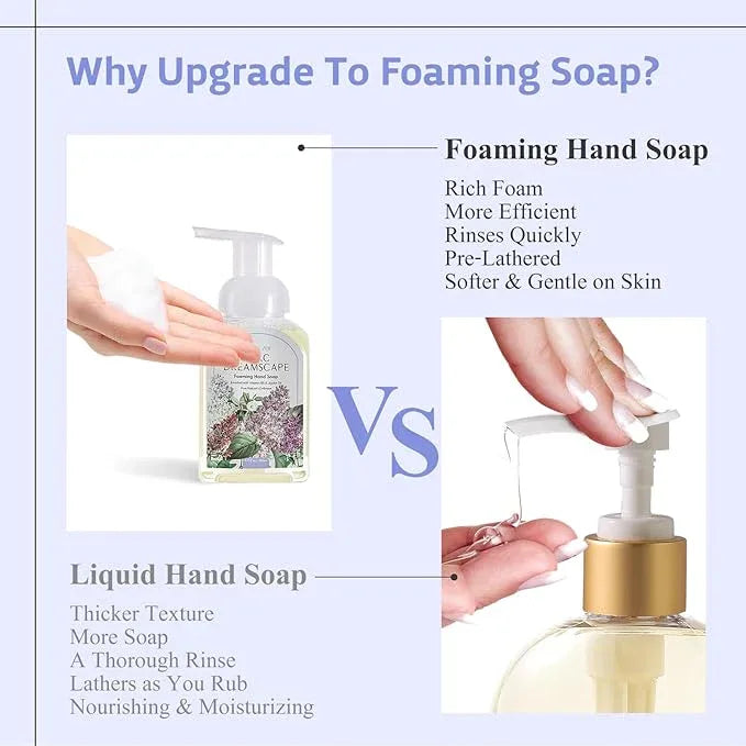 ROMIIE ZOI Lilac Foaming Hand Soap Refill Gift Set – 3 Pack (33.8 Fl Oz Each) with Refillable Dispenser, Soft Floral Scent, Moisturizing, Biodegradable & Chemical-Free Formula for Bathroom, Kitchen - ModernBath