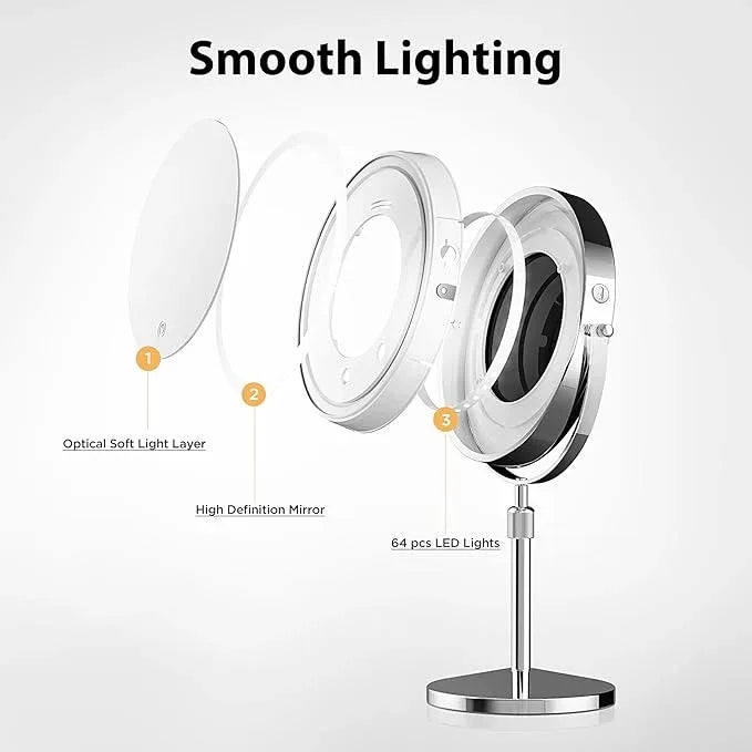 tubbede Makeup Mirror, 1X/30X Magnification with 3 Level LED Lights, 5000 mAh Rechargeable Double Sided 9” Magnifying Mirror with 360° Rotation, Perfect for Precision Grooming and Makeup, Women Gift - ModernBath