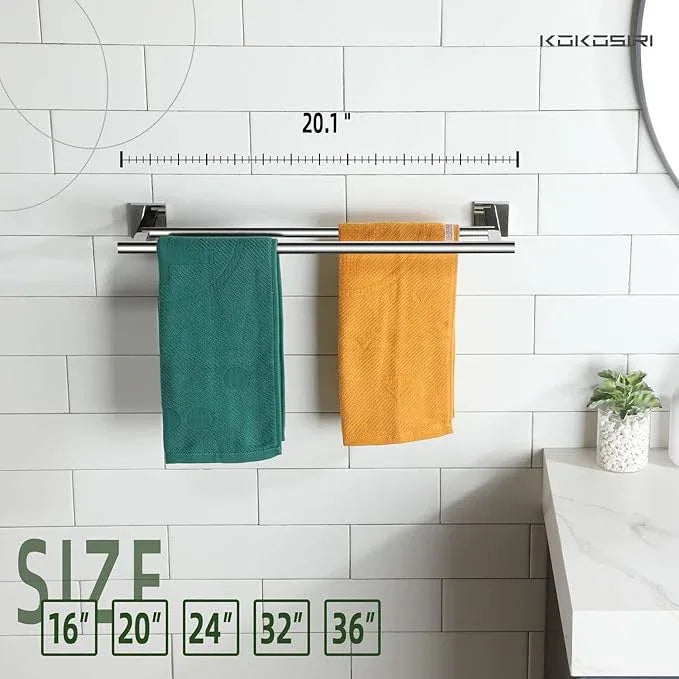 KOKOSIRI Double Towel Bars Bathroom Towel Holder Rack for Bath Kitchen 20 Inch Necklace Holder Wall Mounted Chrome Stainless Steel B5005CH-L20 - ModernBath