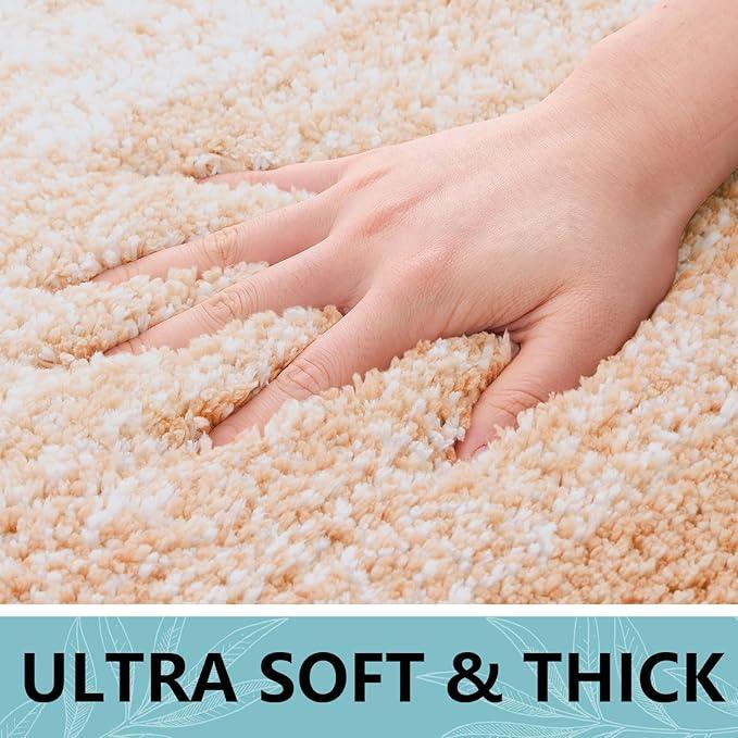 Arotive Microfiber Bathroom Rugs, Shaggy Soft and Absorbent Bath Rug, Non-Slip, Thick Plush Machine Washable Dry Bath Mats for Bathroom, Tub and Shower, 59x24, Peach, Rectangular - ModernBath