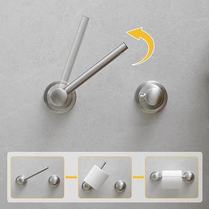 BESy Wall Mounted Toilet Paper Roll Holder Rustproof Tissue Paper Holder Bathroom Flexible Pivoting Tissue Handle Toilet Tissue Roll Holder, Brushed Nickel, Stainless Steel - ModernBath