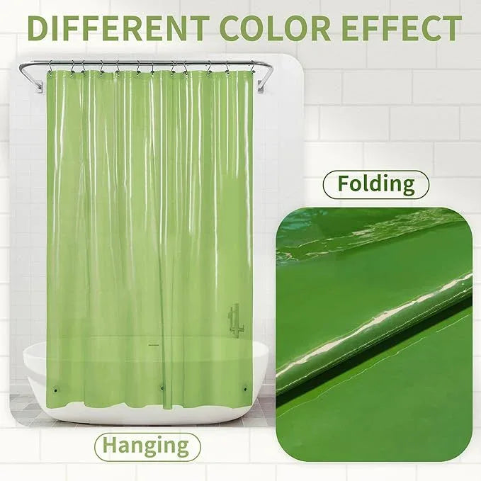 Barossa Design Clear Green Shower Curtain Liner - Premium PEVA Shower Liner with 3 Magnets and Metal Grommets, Waterproof Lightweight Standard Size Bath Curtains for Bathroom - Translucent Green - ModernBath