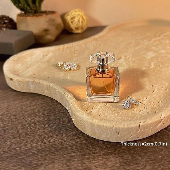 Cloud Shape 100% Natural Travertine Tray Luxury Travertine Vanity Organizer for Bathroom Kitchen Counter, Decorative Tray for Dresser Home Décor, 13.3x8.3x0.7 inches - ModernBath