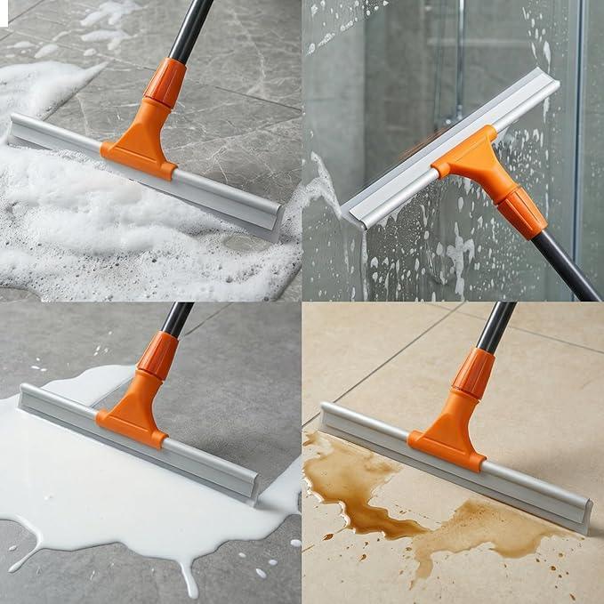 CLEANHOME Silicone Floor Squeegee for Shower Glass, Floor, and Garage - Heavy-Duty Pet Hair Remover, Bathroom Tile Cleaner, Window Wiper - Flexible, No Streaks, Compact Storage - ModernBath