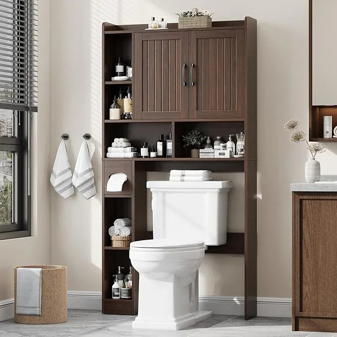 Over The Toilet Storage Cabinet, Farmhouse Storage Cabinet Over Toilet with Barn Door，Home Space-Saving Toilet Rack, for Bathroom, Restroom, Laundry - ModernBath