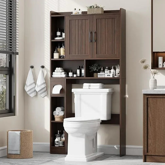 Over The Toilet Storage Cabinet, Farmhouse Storage Cabinet Over Toilet with Barn Door，Home Space-Saving Toilet Rack, for Bathroom, Restroom, Laundry - ModernBath