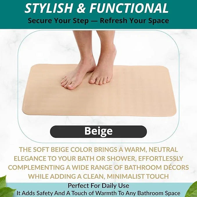 ENKOSI Bath Mat for Bathtub and Shower Floors - Non Slip Shower Mat – Anti Slip Tub tub Mat with Strong Suction Cup Grip – Soft, Beige Bathroom Mat for Inside Baths and Showers (28x16 Beige) - ModernBath