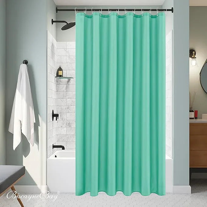 Biscaynebay Extra Long Fabric Shower Curtain Liners 72" Width by 84" Length, Teal Bathroom Curtains, Water Resistant Rust Resistant Grommets Top Weighted Bottom Machine Washable - ModernBath