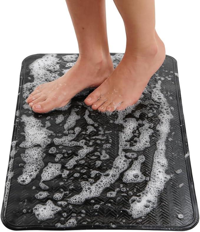 ENKOSI Non Slip Bath Mat for Tub and Shower Floors – Anti Slip Shower Mat with Secure Suction Cup Grip – Soft Black Bathtub Mat for Inside Tubs and Bathroom Shower Stalls (28x16 Black) - ModernBath